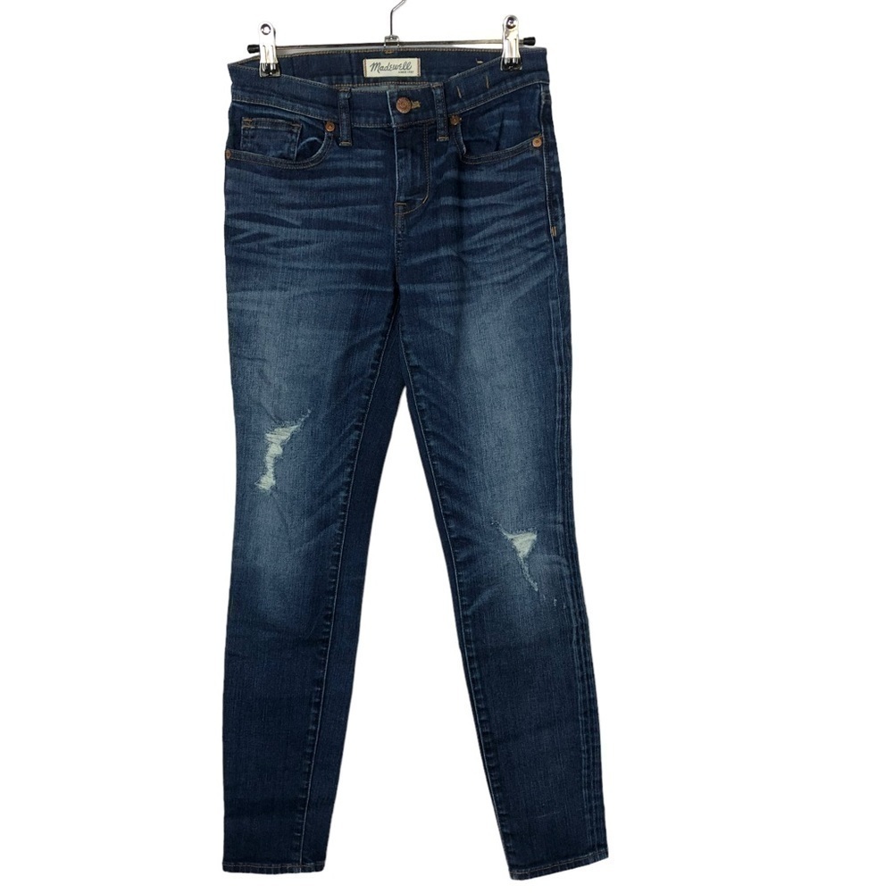 Madewell Skinny Skinny Dark Wash‎ Distressed Mid Rise Jeans 26
